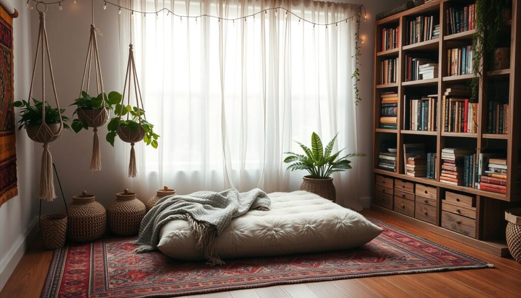 bohemian reading nook