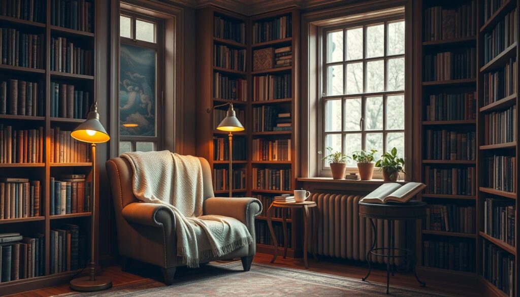 library-style reading corner