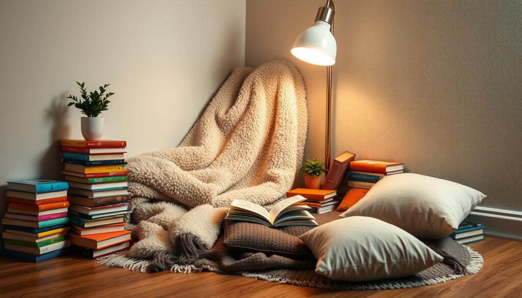 reading corner on floor