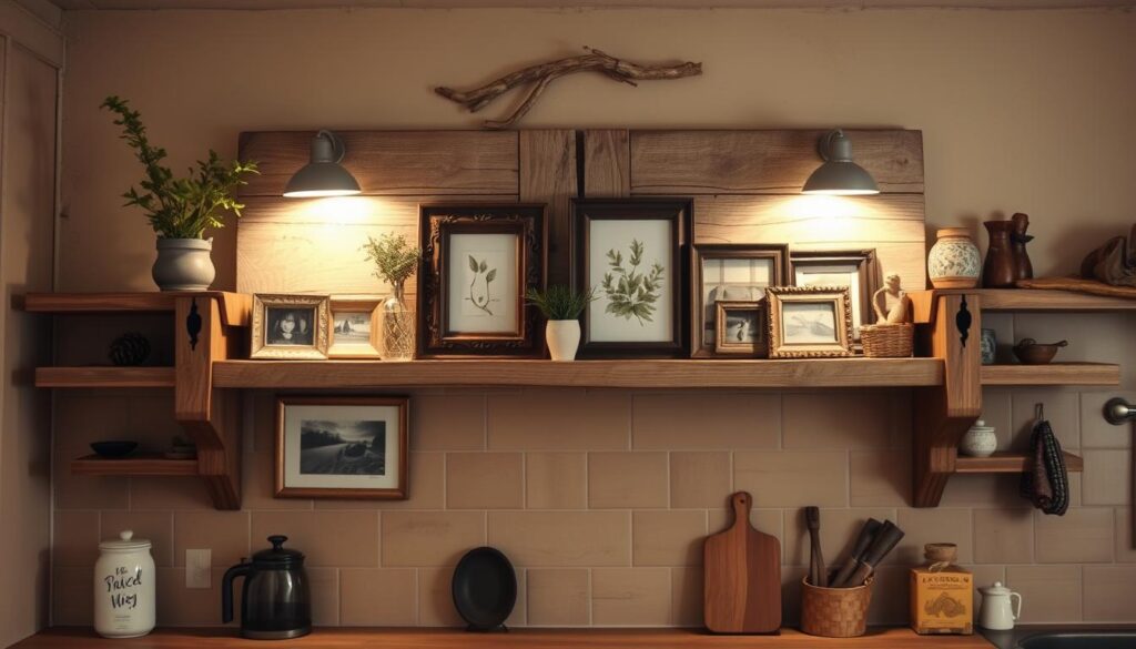 rustic picture shelf