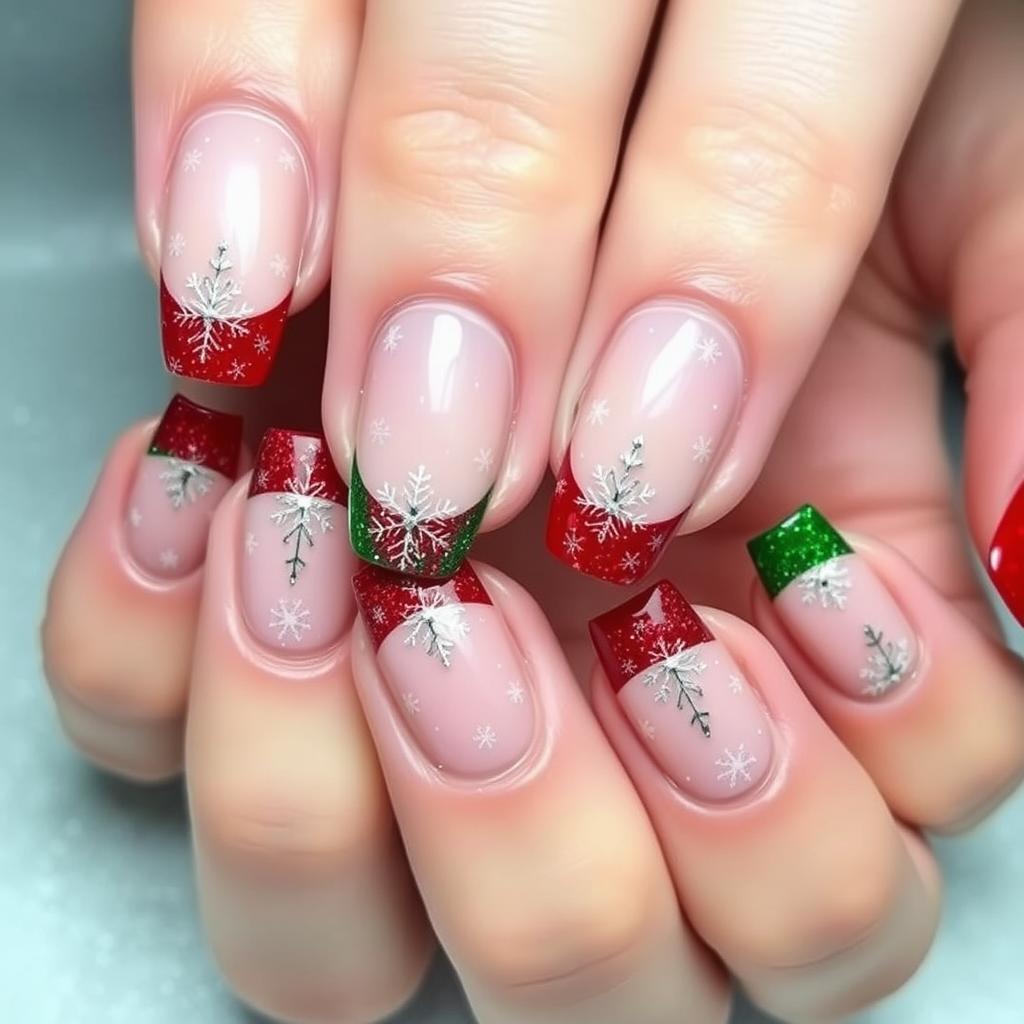 Christmas French manicure