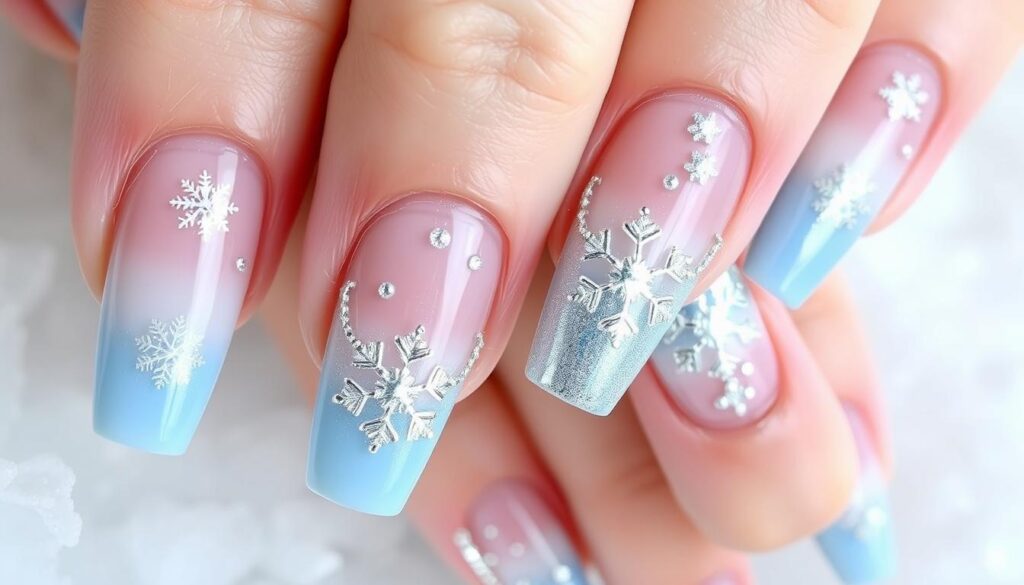 French tip nails winter