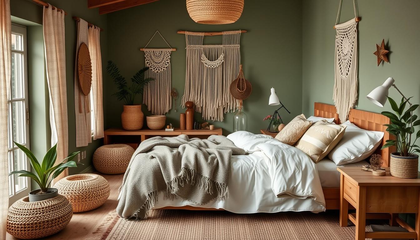 Sage Green Boho Bedrooms: Blankets, Bedding, and Cozy Accents