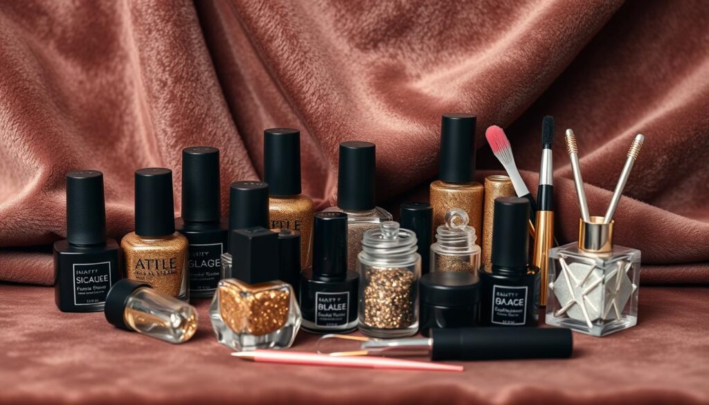 black and gold nail products