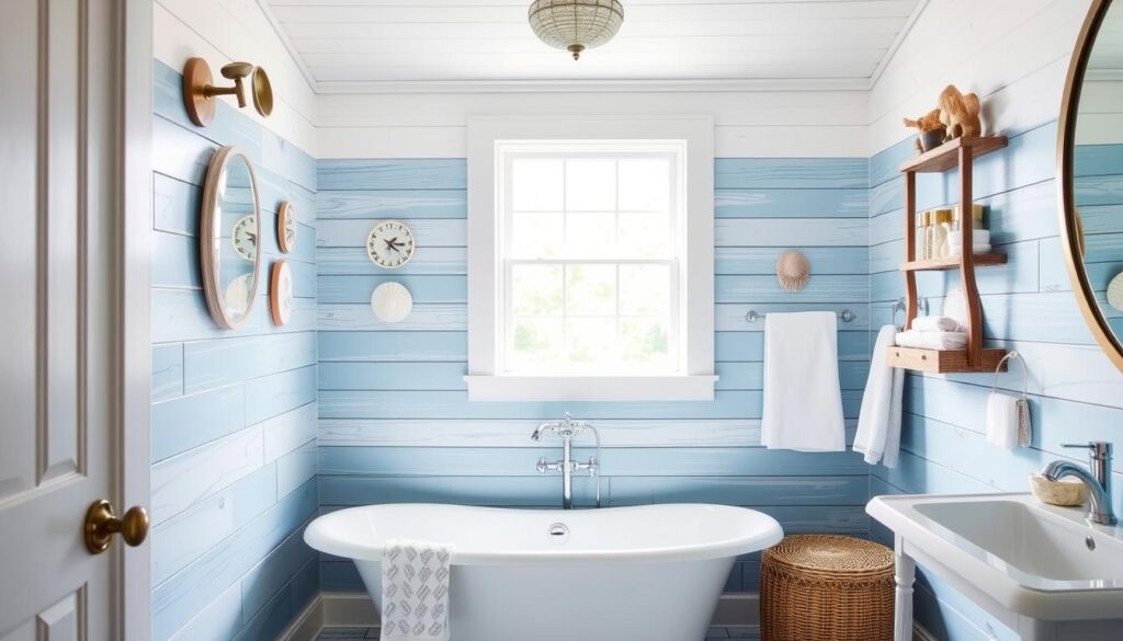 blue-white shiplap walls