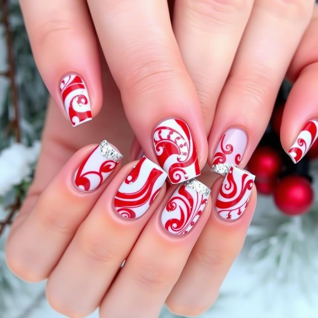 candy cane nail art