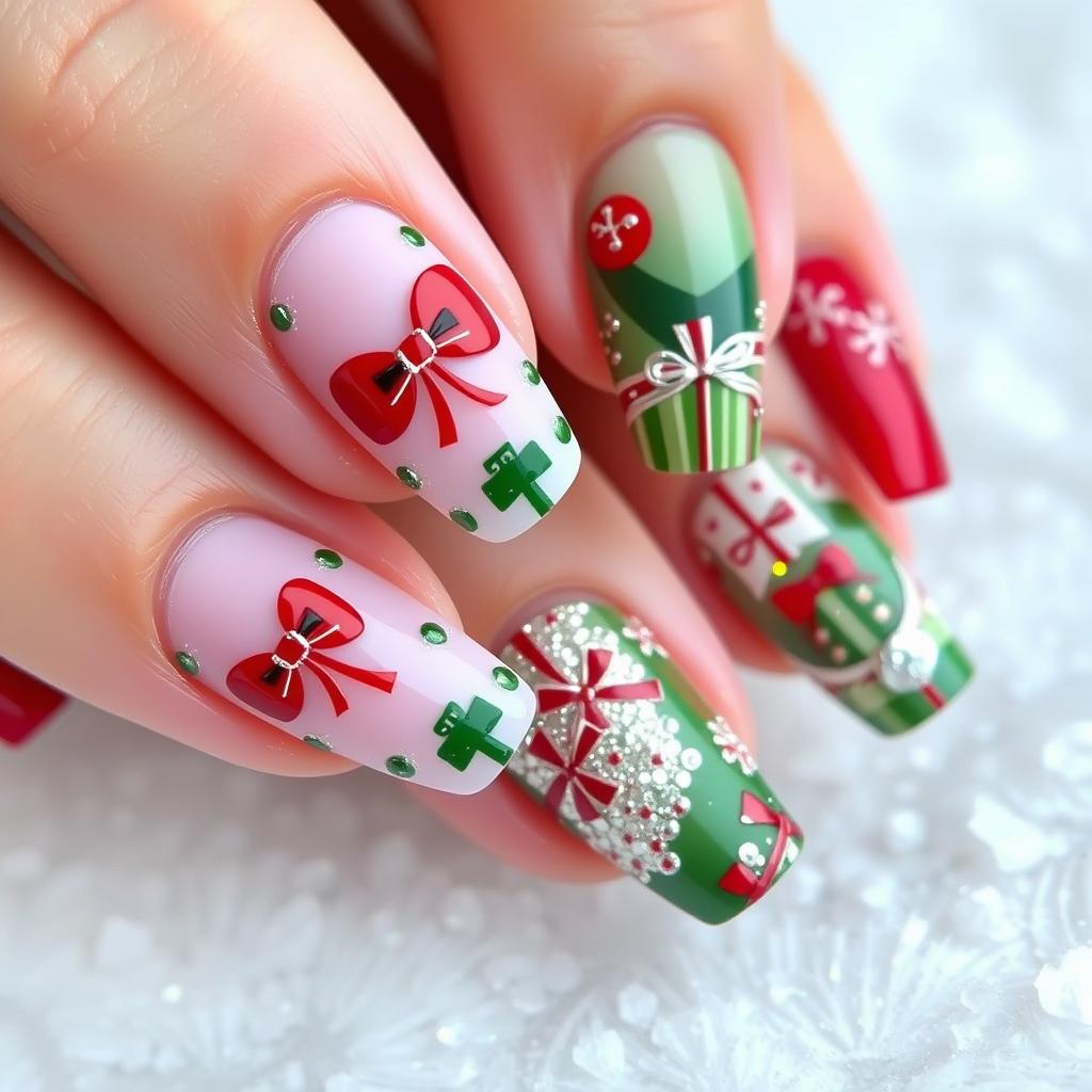 christmas bow nails