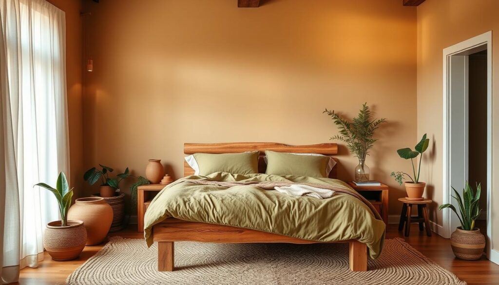 earth-toned bedroom