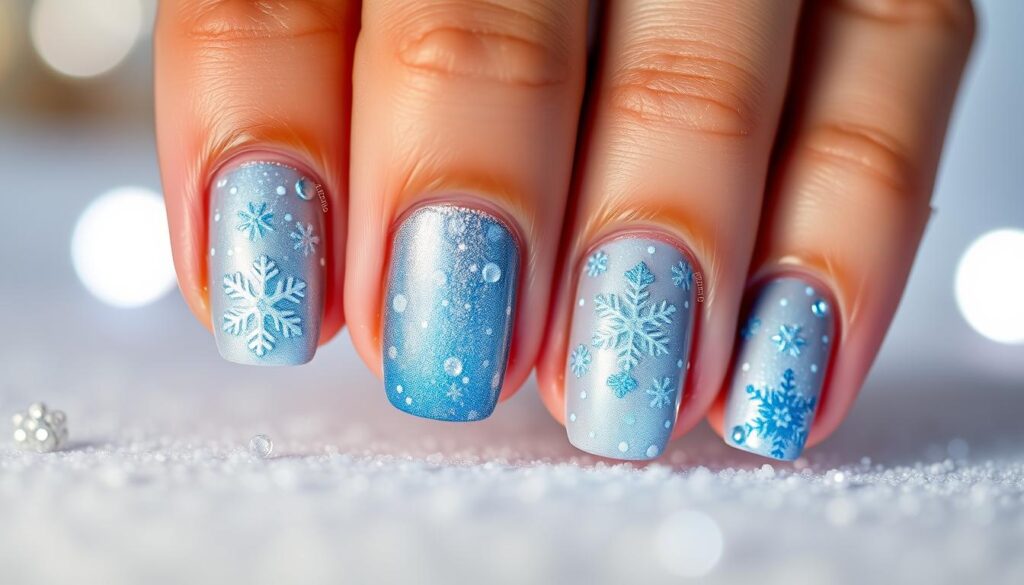 frosty snowflake nails