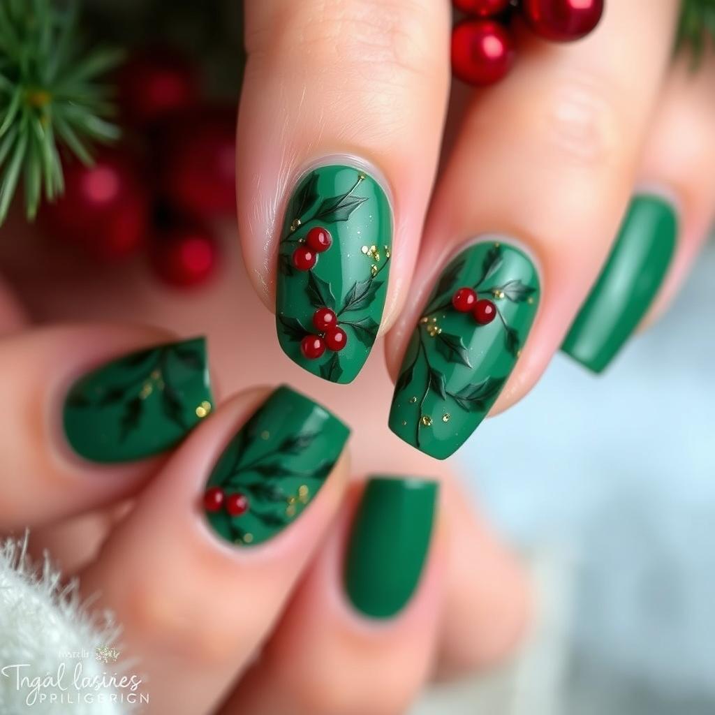 green nail design