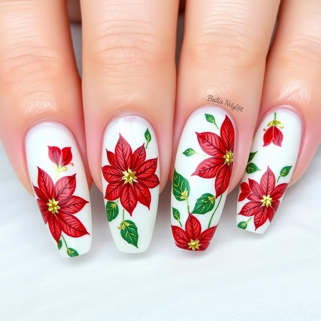 poinsettia nail art