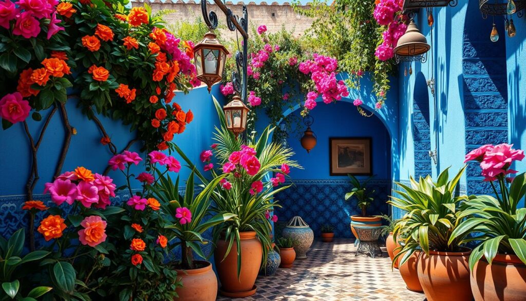 vibrant Moroccan garden colors