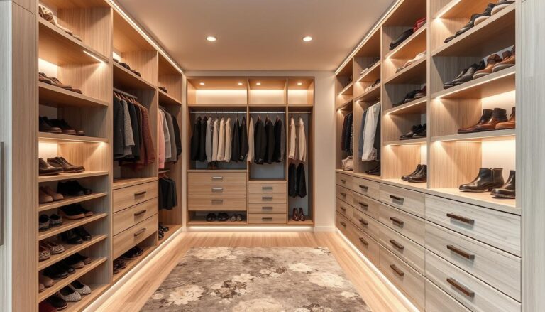 14 U-Shaped Walk-In Closet Designs With Shoe Storage