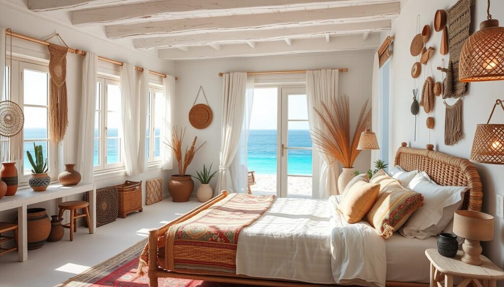 bohemian beach bedroom ideas inspired by santorini