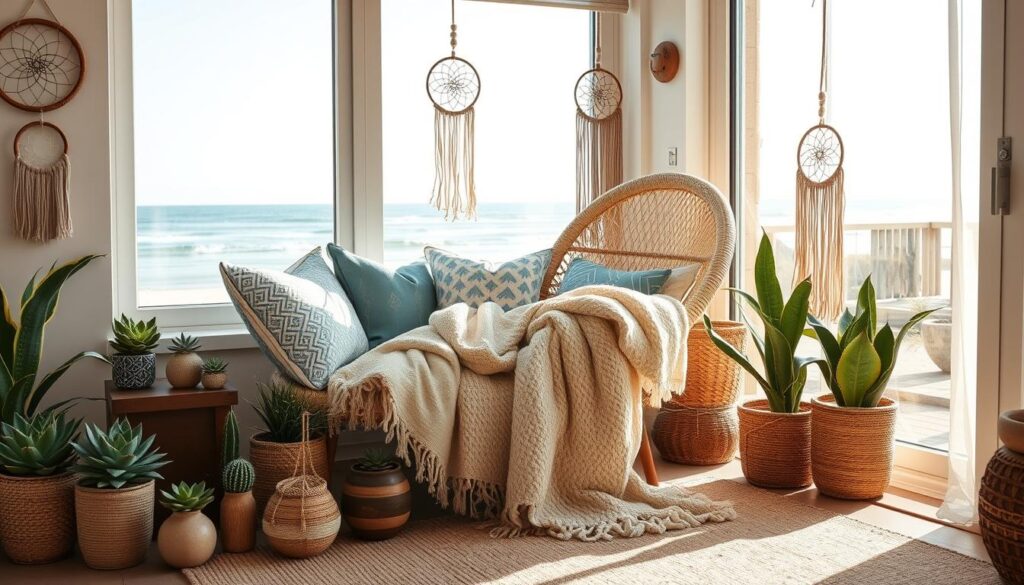 coastal bohemian decor seating nook