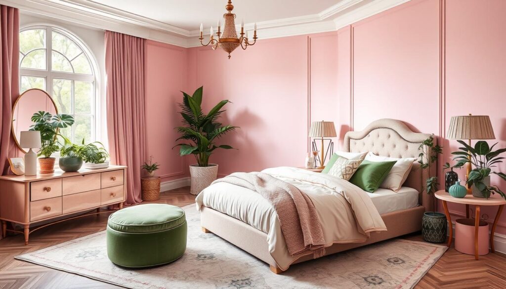 color ratios in green and pink bedrooms