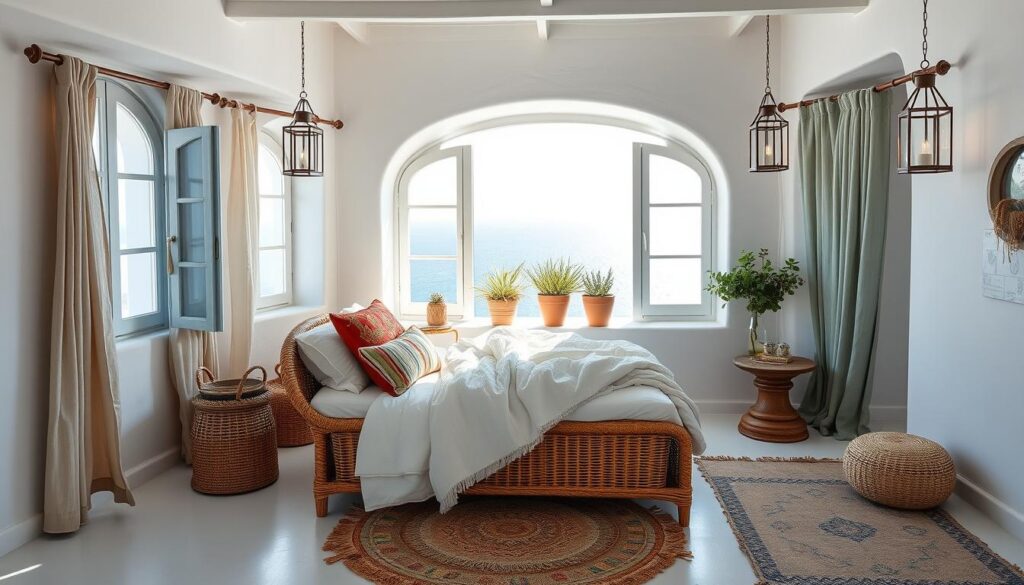 santorini-inspired bedroom