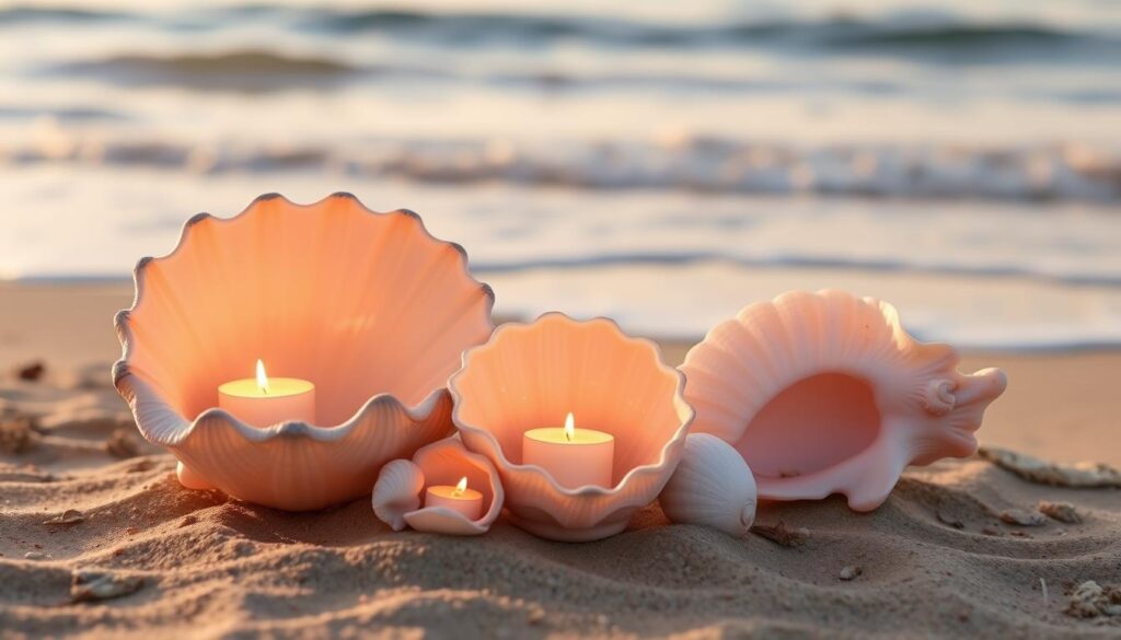 seashell candle holders