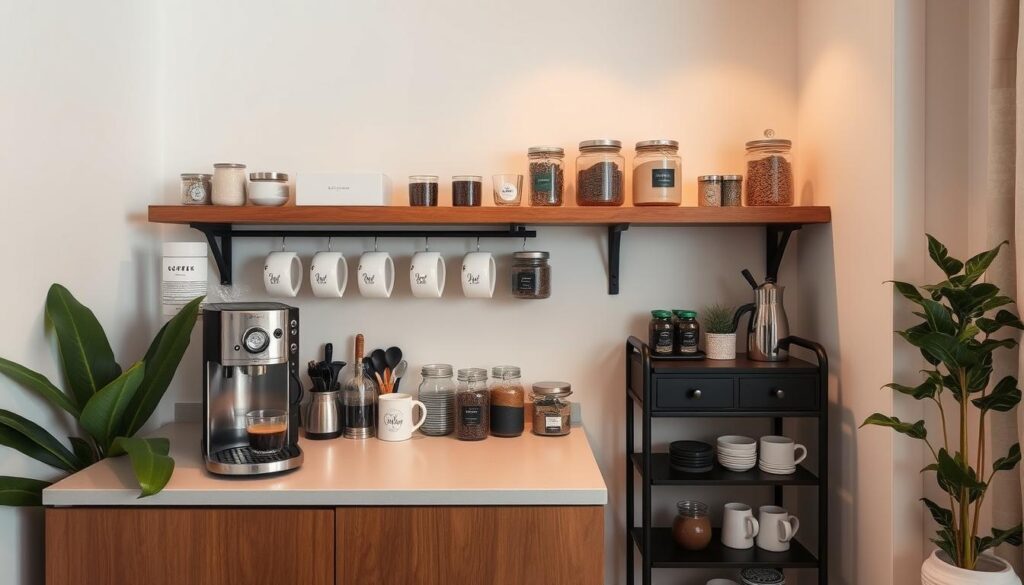 small space coffee bar organization