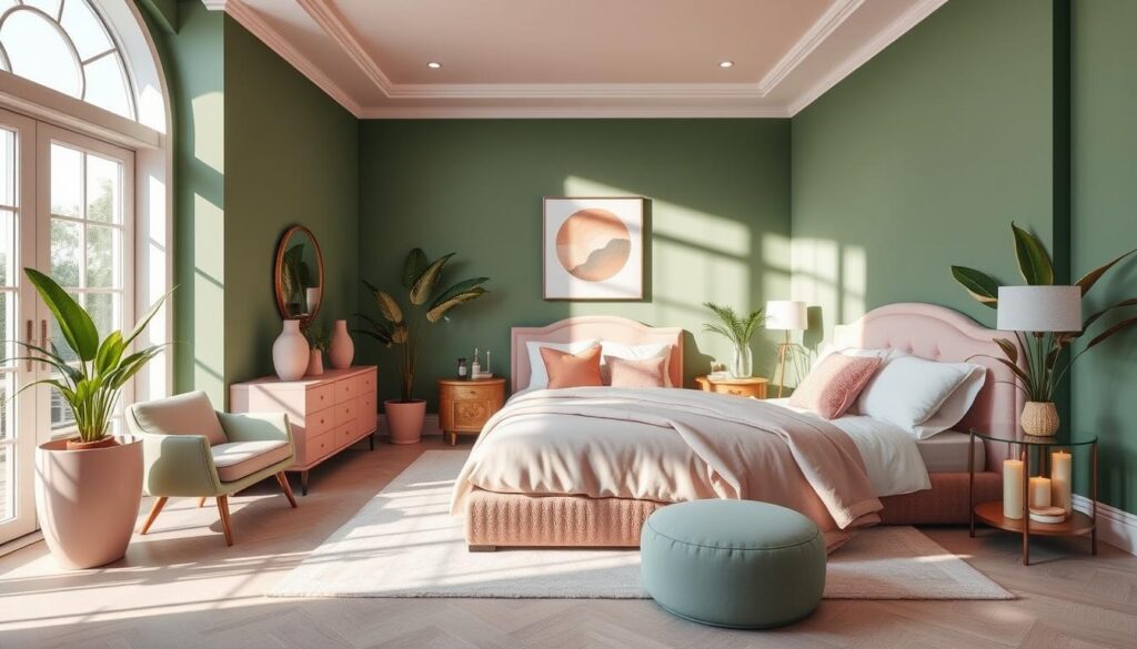 stunning green and pink bedroom designs