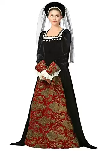 Fun Costumes Anne Boleyn for Women, Renaissance Style Multicolored Queen of England Halloween Large