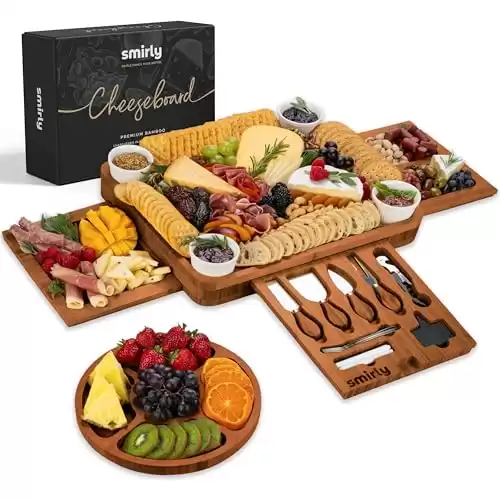 Unique Bamboo Charcuterie Boards Gift Set: Wedding Gift for Couple