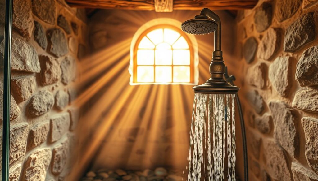 rustic shower features